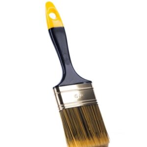 Pędzel płaski Painto Biene 50 mm — premium pędzel malarski z syntetyczną szczeciną do farb i lakierów na bazie wody i oleju, ergonomiczny uchwyt czarno-żółty, skuwka mosiężna
