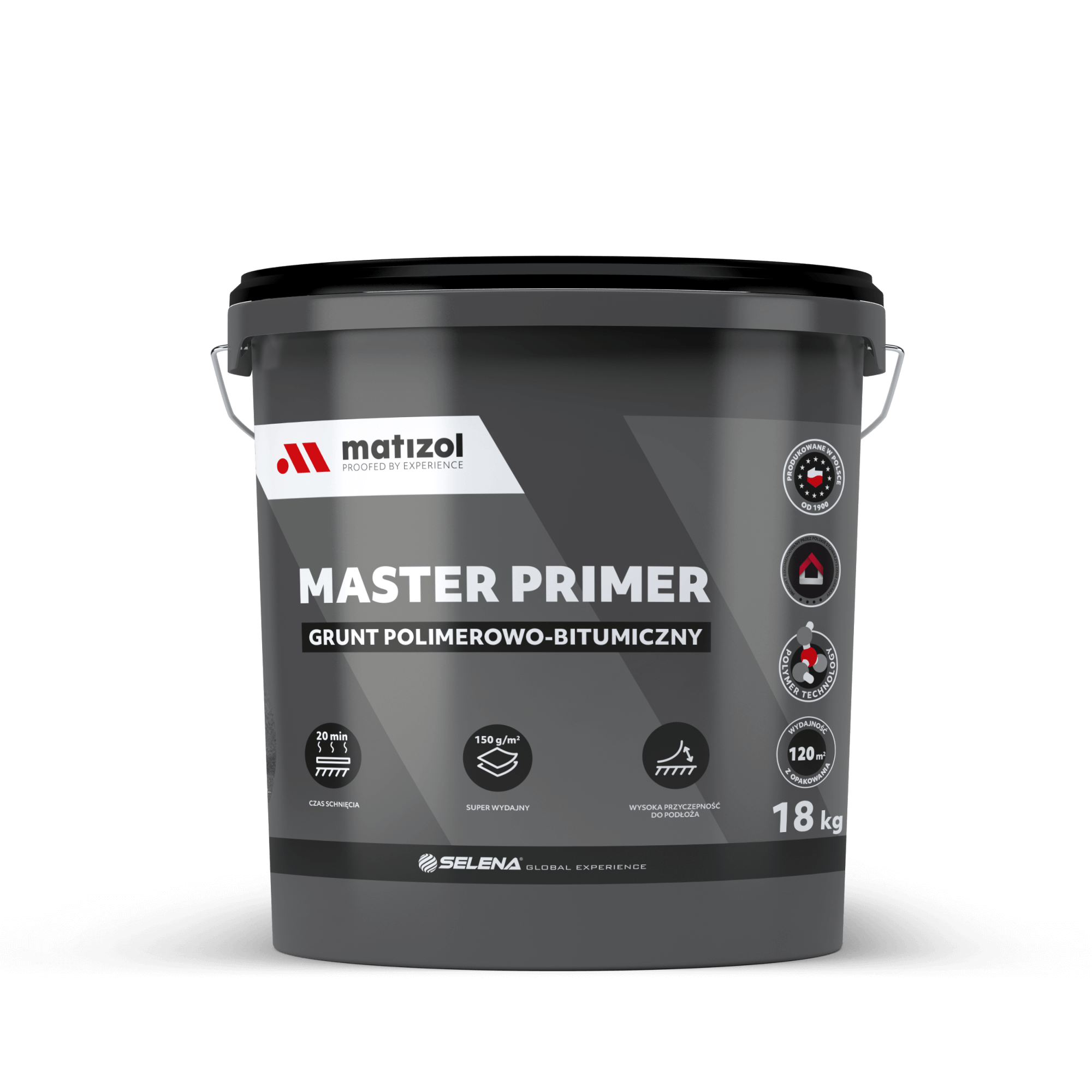 MATIZOL Master Primer Matizol Master Primer — polimerowo-bitumiczny szybkoschnący grunt 18 kg, wiadro produktu Matizol